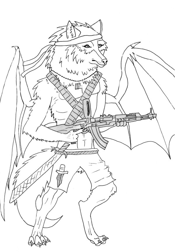 600x862 Gray Wolf Line Art By Grenyol