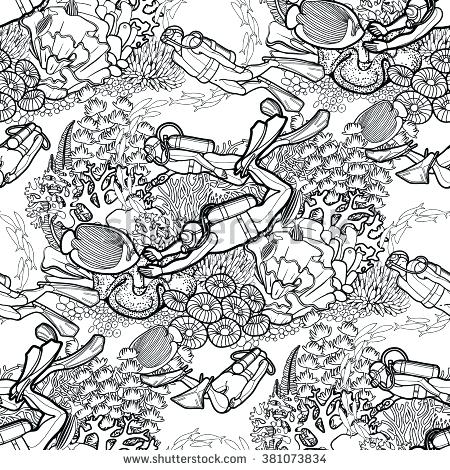 450x470 Coloring Pages Of Coral Reefs Graphic Coral Reef And Scuba Divers