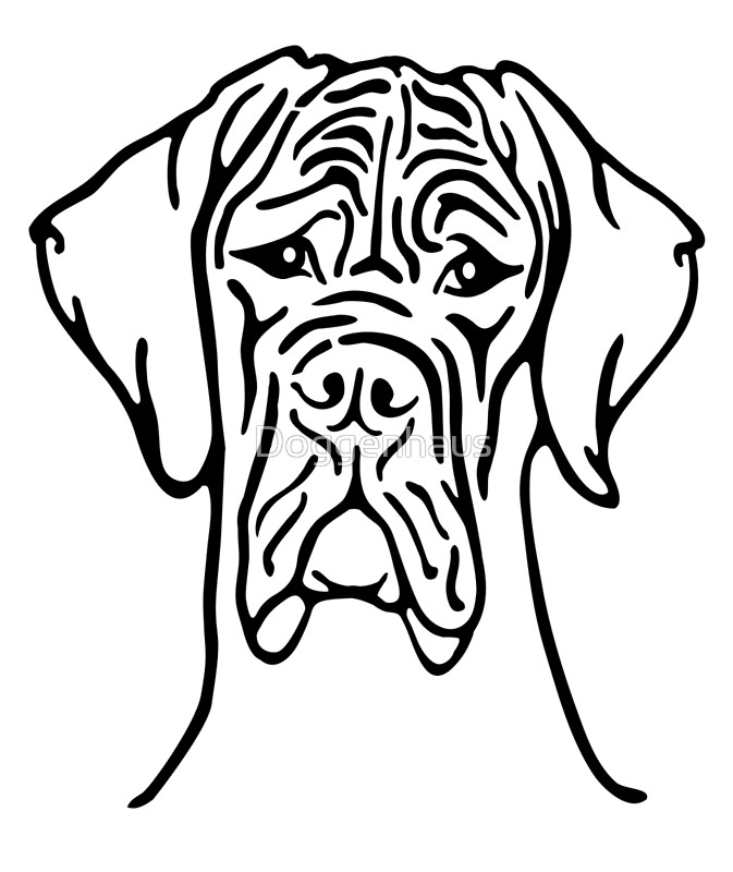 673x800 Great Dane Face Drawing Framed Prints By Doggenhaus Redbubble
