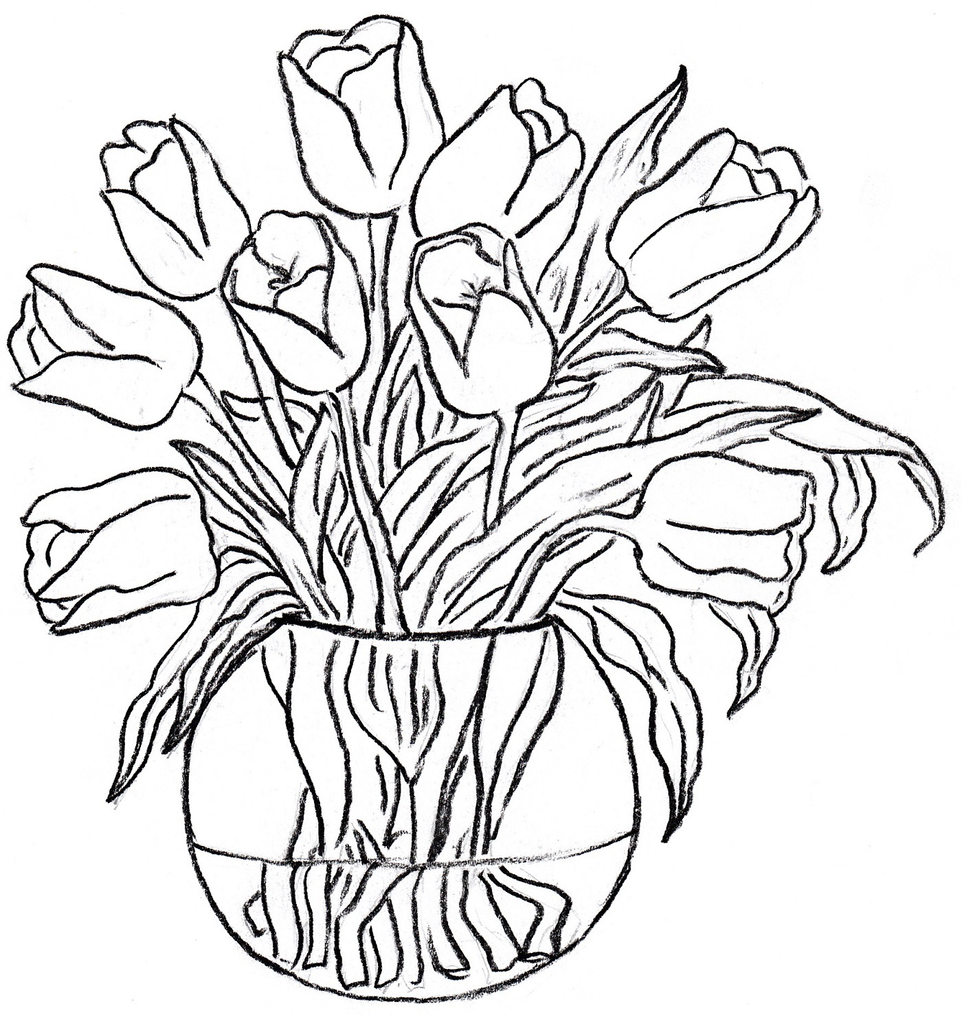 1400x1481 50 New Flower Vase Drawing