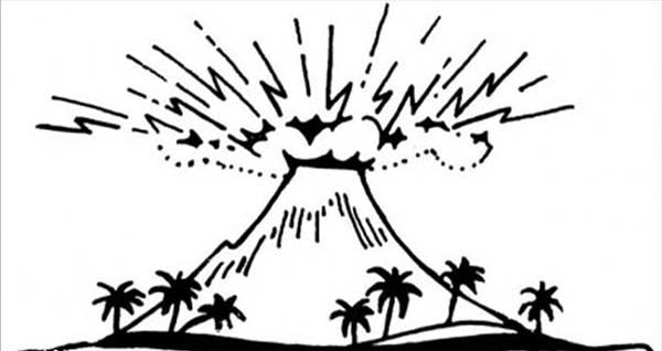 600x318 Great Volcano Drawing Coloring Page
