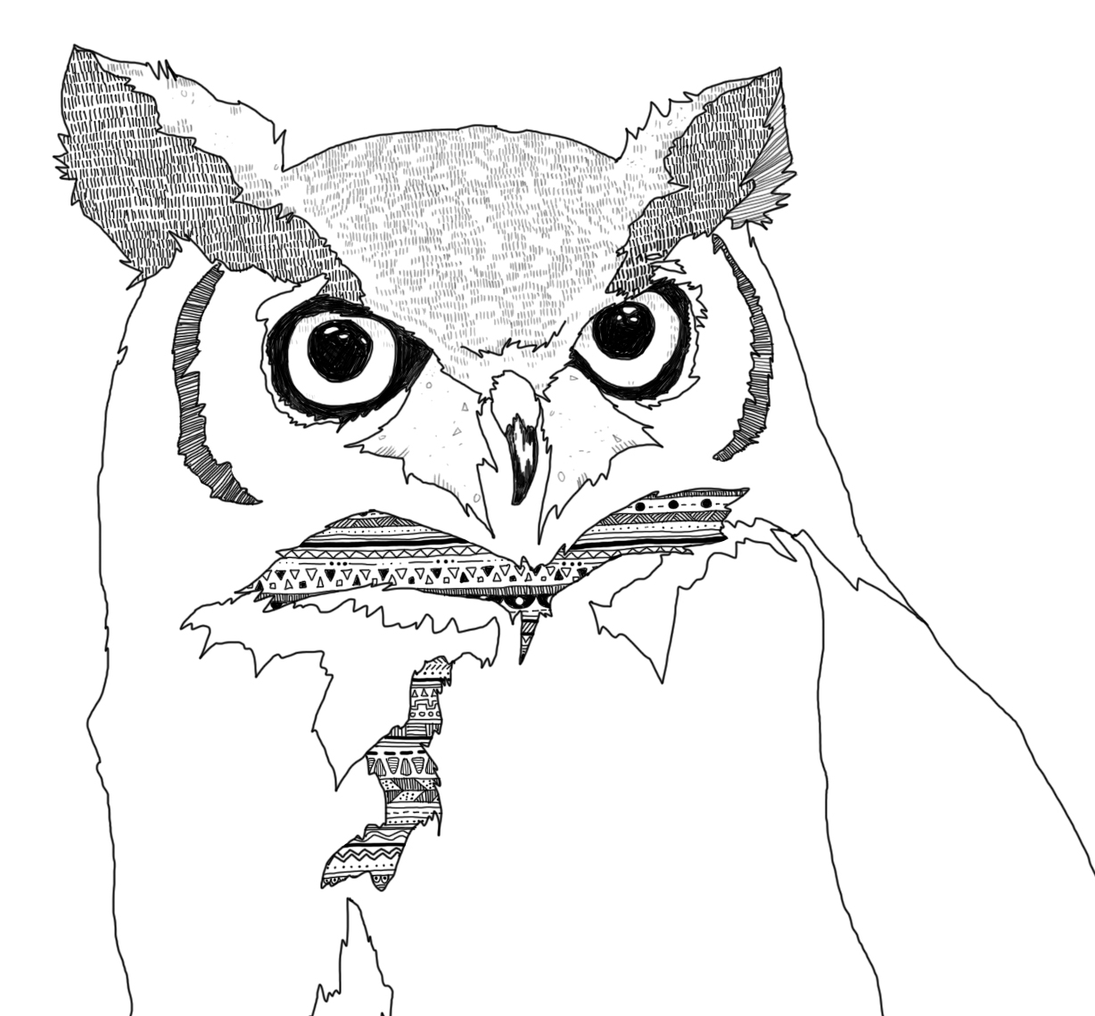 1228x1140 Great Horned Owl Line Drawing Pics