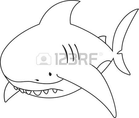 450x383 Sad Looking Great White Shark.coloring Book Royalty Free Cliparts