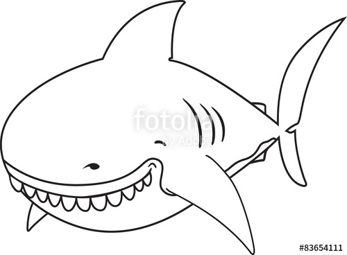 500x368 Smiling Cartoon Great White Shark.coloring Book Illustration