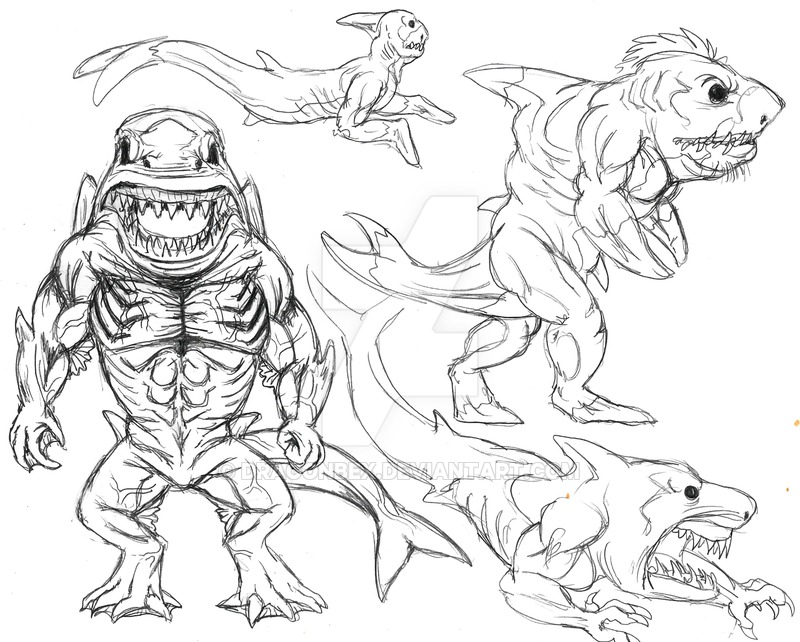 800x642 Great White Shark People By Dragonbex