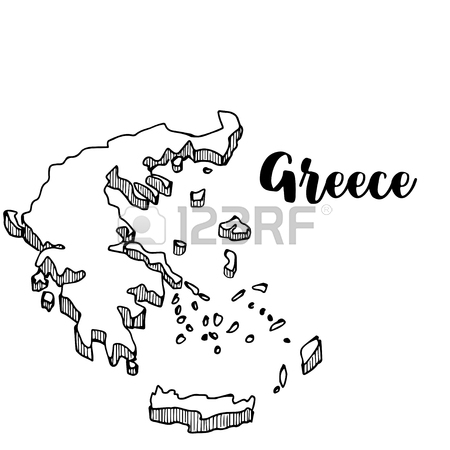450x450 Hand Drawn Of Greece Map, Vector Illustration Royalty Free