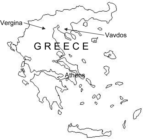 469x457 Map Of Greece Showing Location Of Vergina And Vavdos Vi Open I