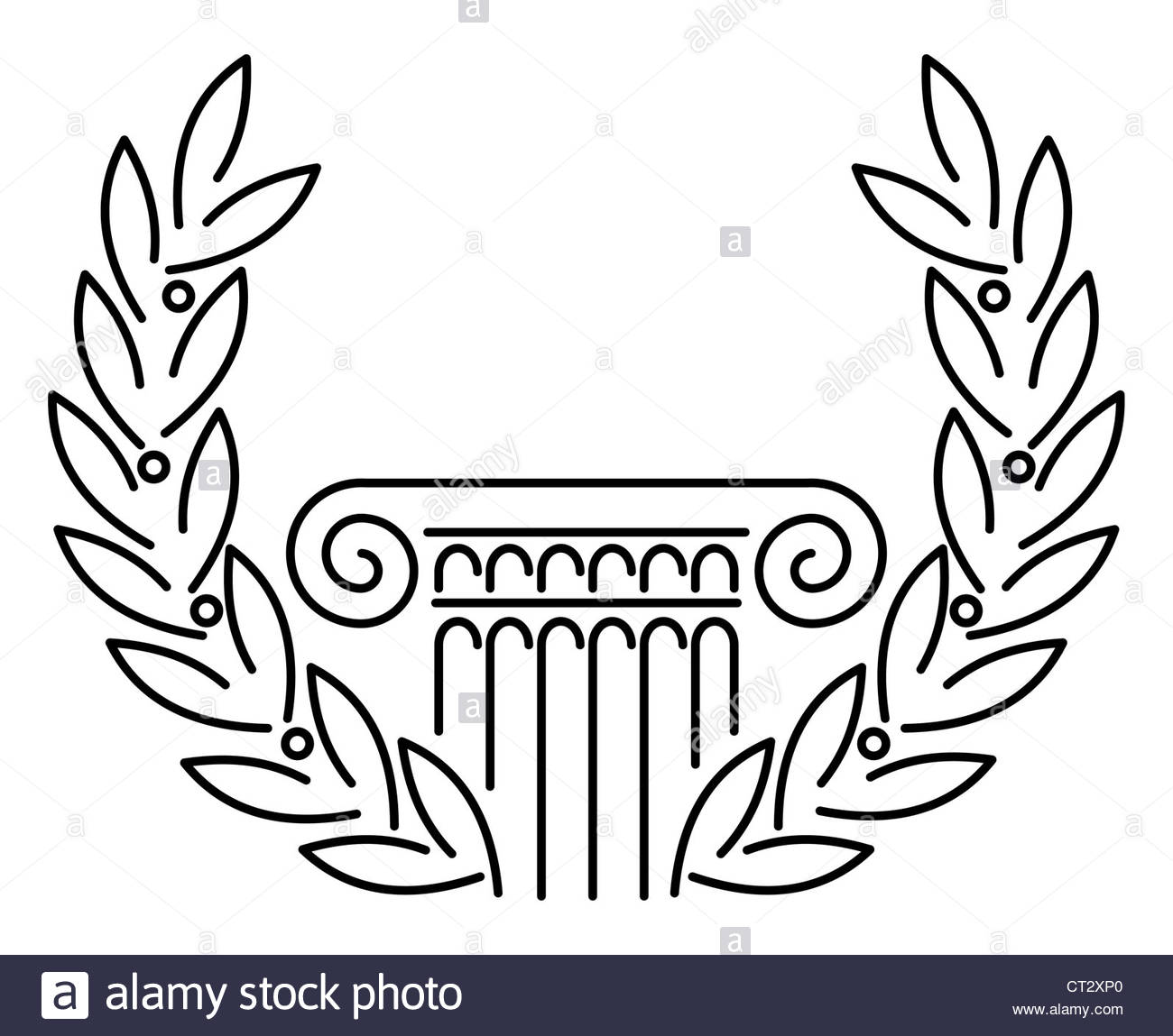 1300x1149 Antique Greek Column And Laurel. Vector Illustration Stock Photo