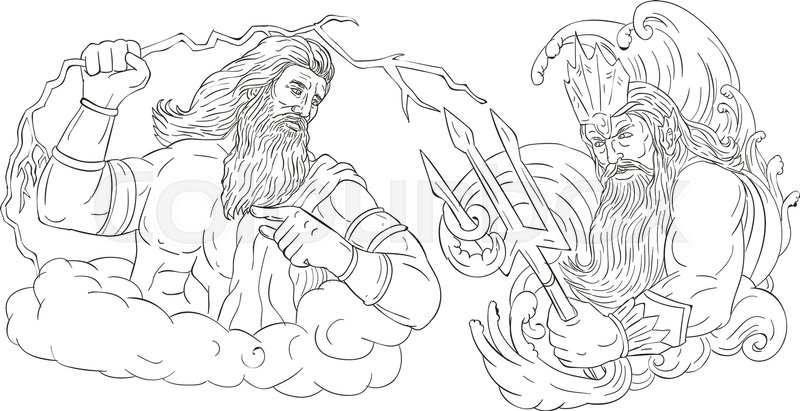 800x411 Drawing Sketch Style Illustration Of Zeus, Greek God Of The Sky