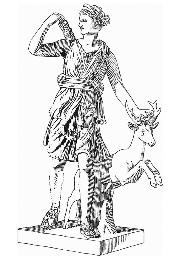 620x875 Coloring Page Artemis, Godess Of Greek Mythology