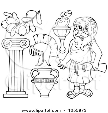 450x470 Clipart Of A Black And White Greek Pillar Column
