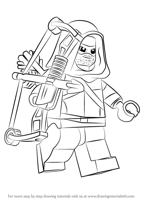 596x843 Learn How To Draw Lego Green Arrow (Lego) Step By Step Drawing