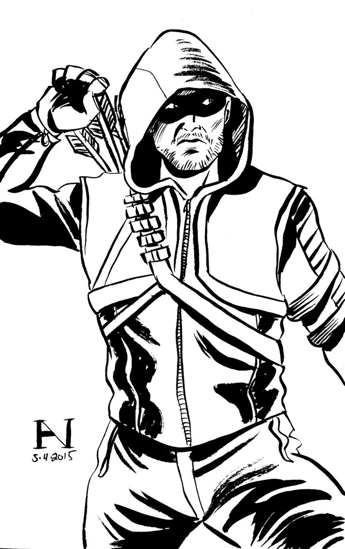 709x1128 Brush And Ink, ~20 Minutes. For L Green Arrow