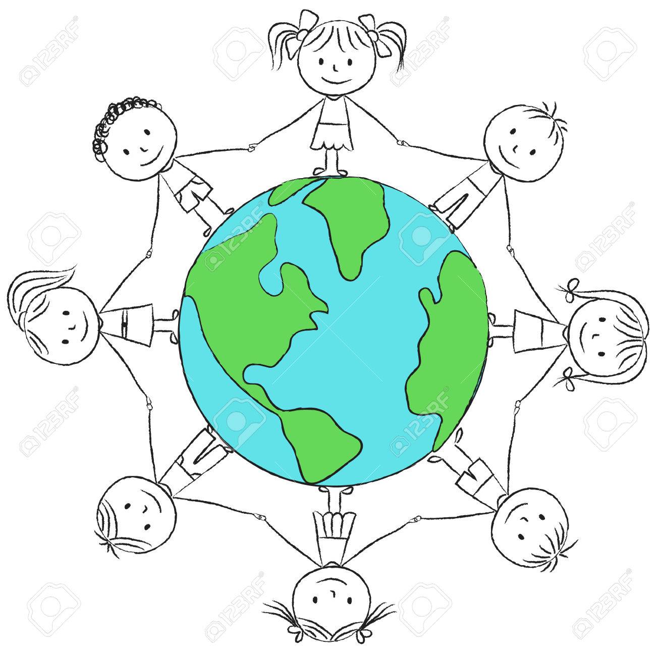 1300x1300 Illustration Of Kids Around Planet