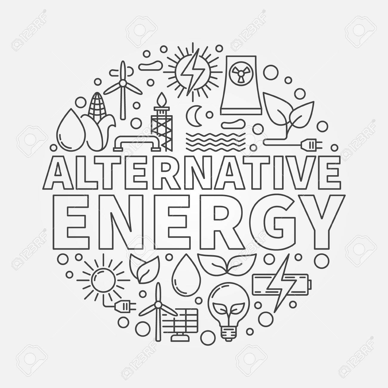 1300x1300 Alternative Energy Round Illustration. Green World And Renewable