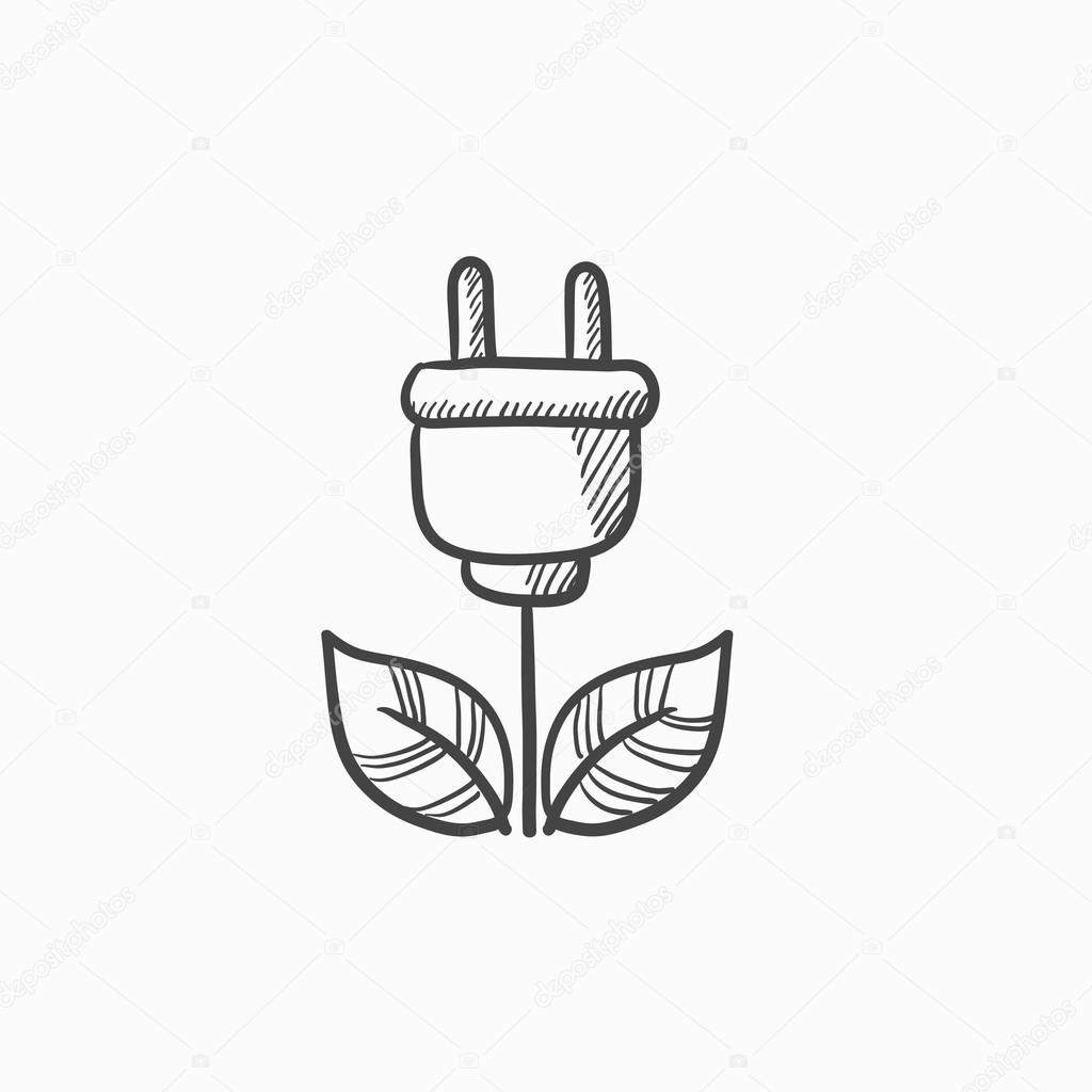 1024x1024 Eco Green Energy Sketch Icon. Stock Vector Rastudio