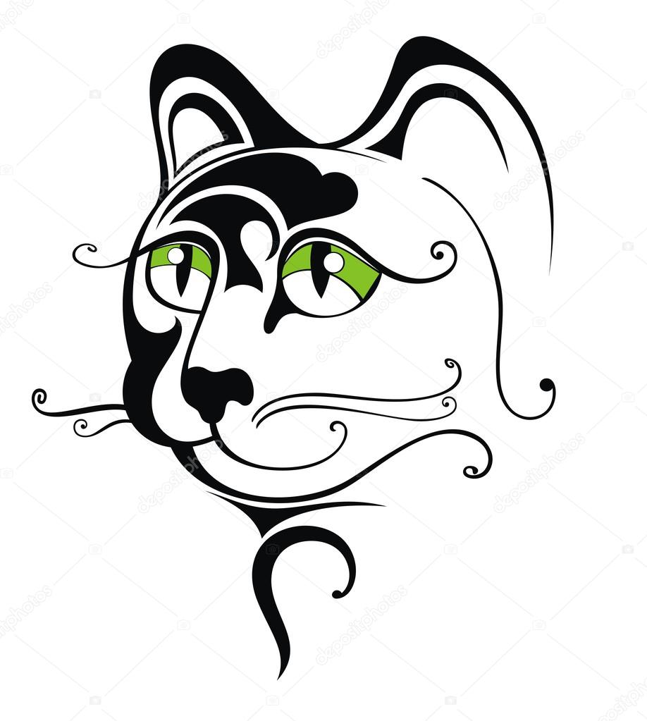 918x1023 Black Cat With Green Eyes Stock Vector Ksyshakiss