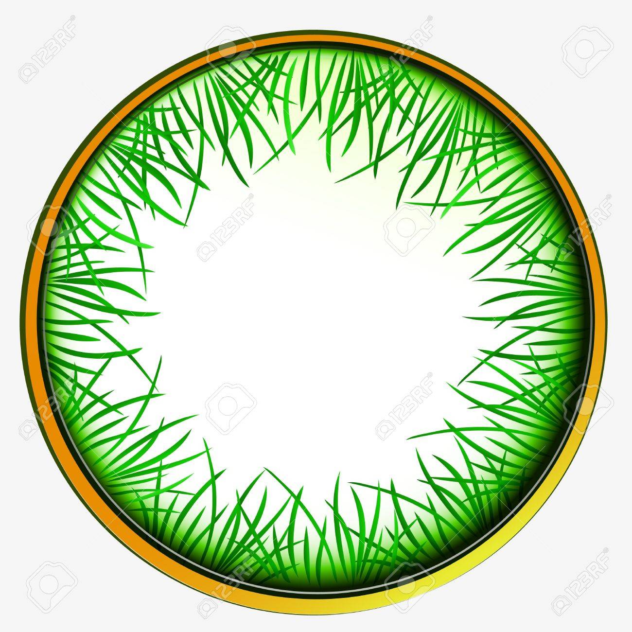 1300x1300 Isolated Circle Frame With Inner Grass, Vector Tag Illustration