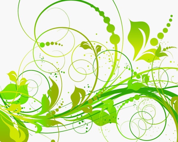 600x478 Abstract Green Floral Vector Illustration Free Vector
