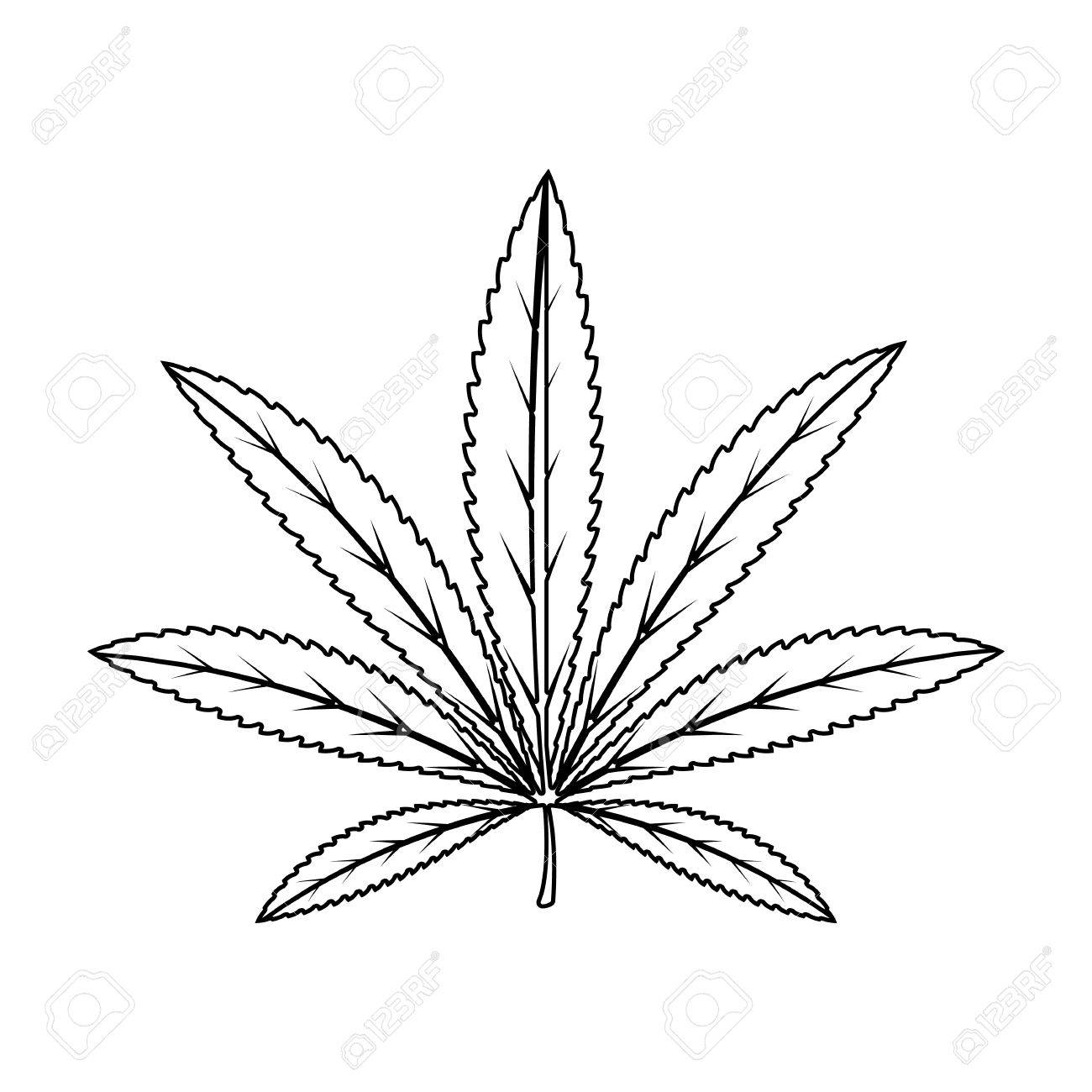 1300x1300 Green Leaf Of Hemp.hippy Single Icon In Outline Style Vector
