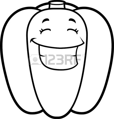 433x450 A Cartoon Green Bell Pepper Smiling And Happy. Royalty Free