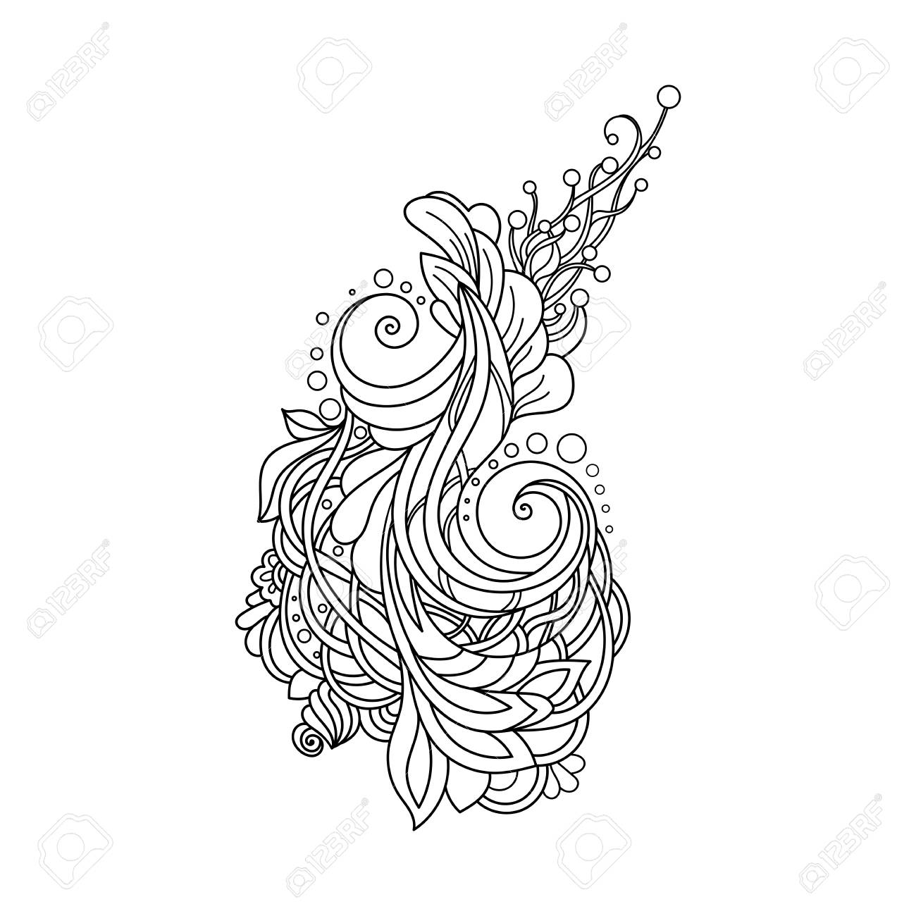 1300x1300 Hand Drawn Ornament With Floral Pattern. Coloring Book
