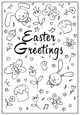 333x480 Easter Greetings Doodle Coloring Page Free Printable Coloring Pages