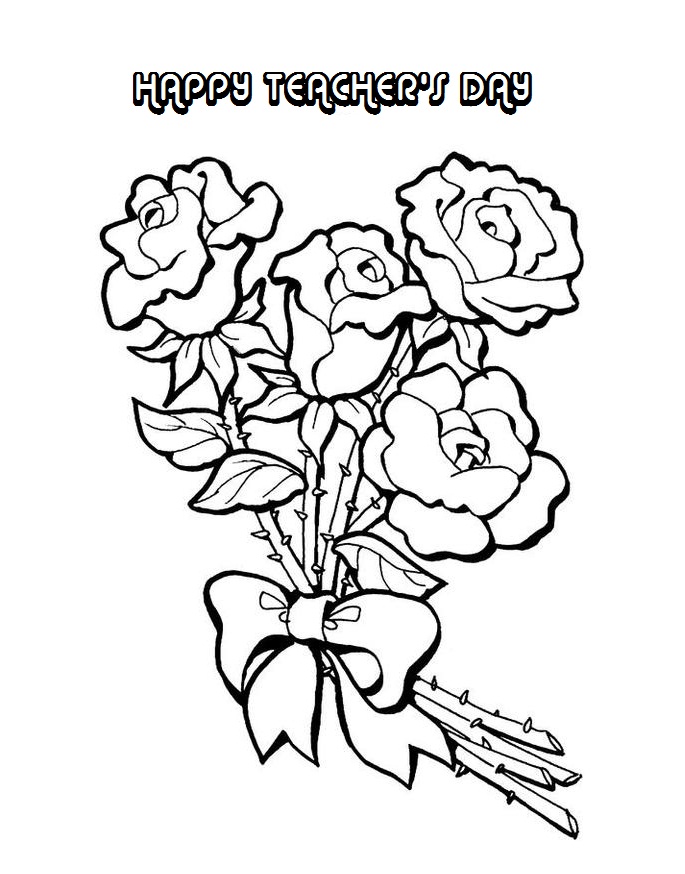 685x874 Happy Teacher's Day Flowers Coloring Pages Greeting Card