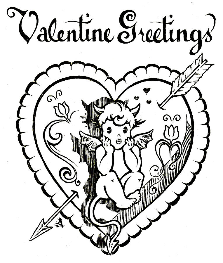 764x900 Valentine Greetings Drawing By Gabriel Alcaraz