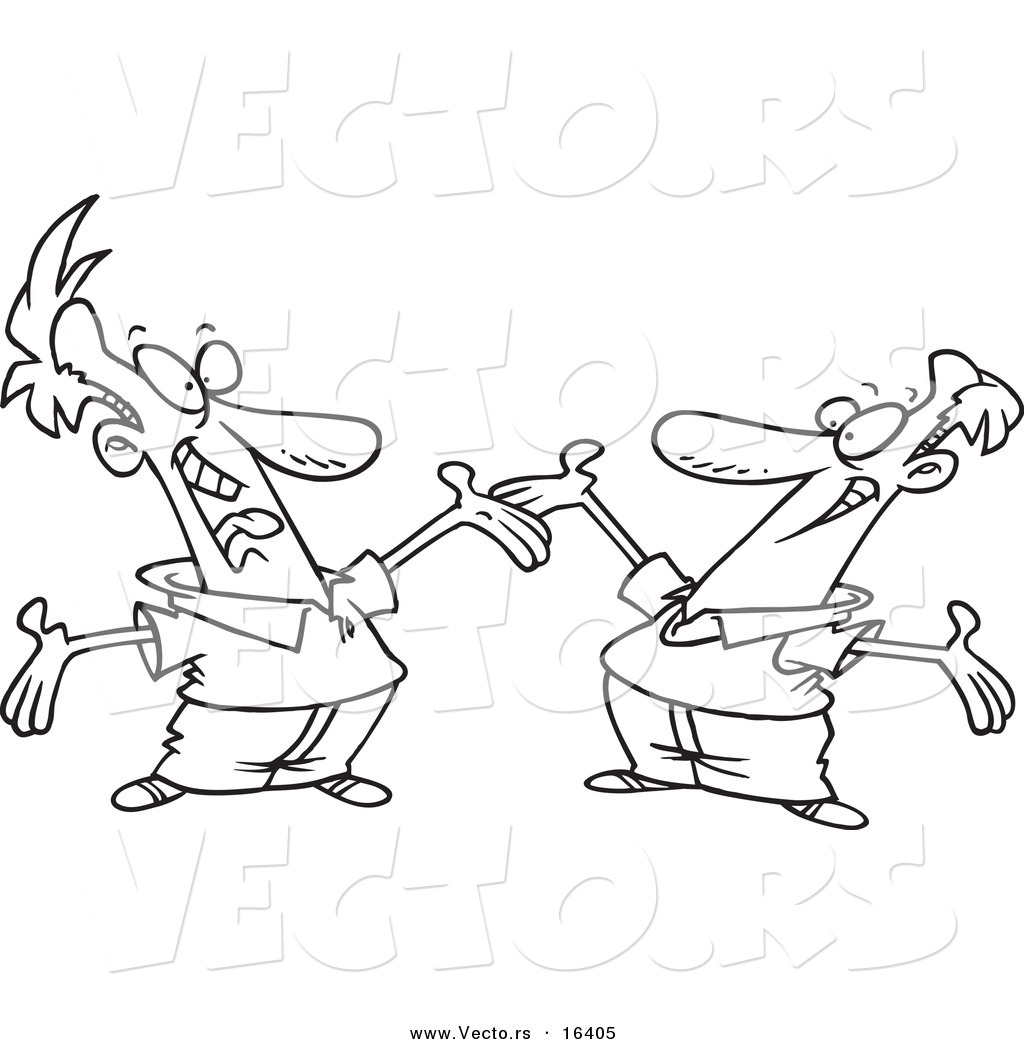 1024x1044 Vector Of A Cartoon Two Happy Men Greeting Each Other