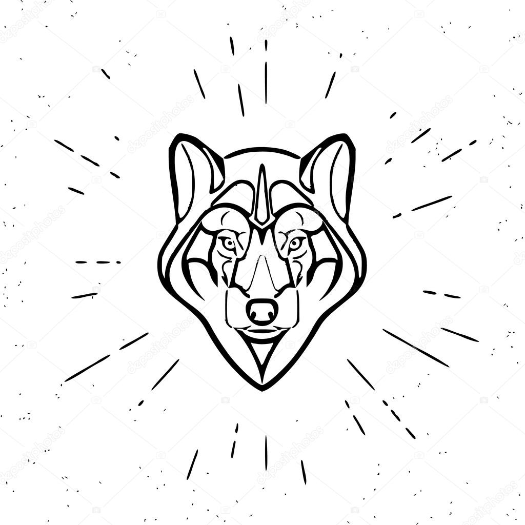 1024x1024 Vintage Grey Wolf Stock Vector Julia Tim