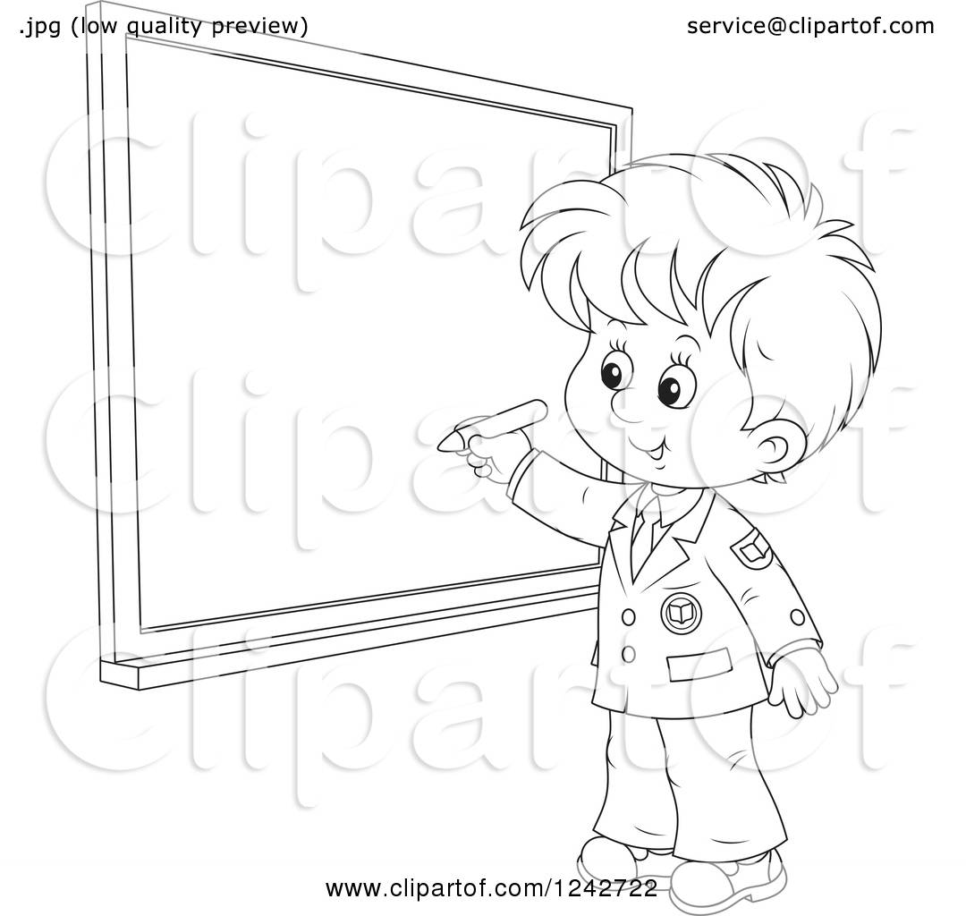 1080x1024 Clipart Of A Black And White School Boy Writing On A Grid