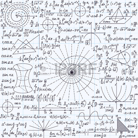 450x450 Math Vector Seamless Texture With Plots, Calculations, Geometrical