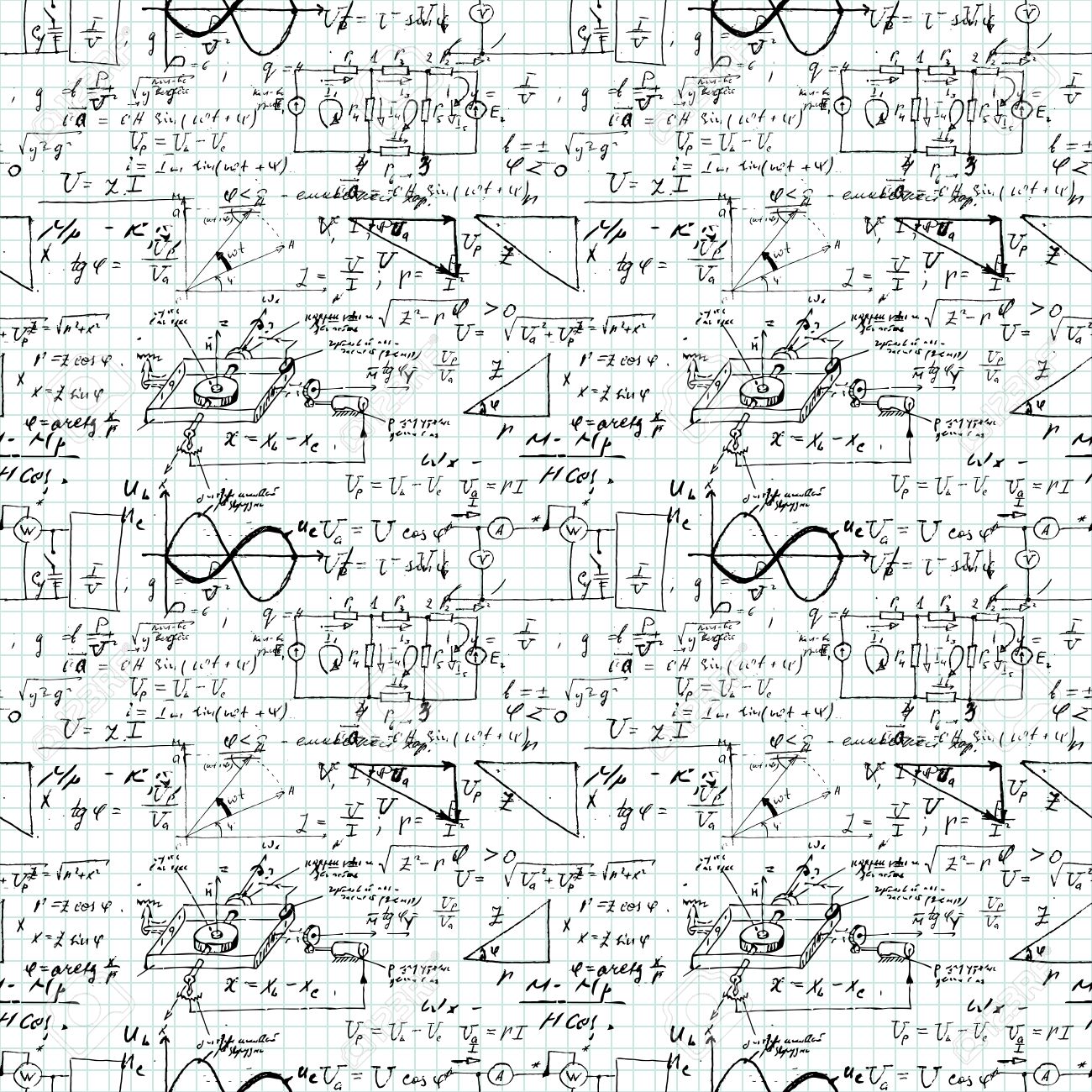 1300x1300 Seamless Pattern, Mathematical Operations And Elementary Functions
