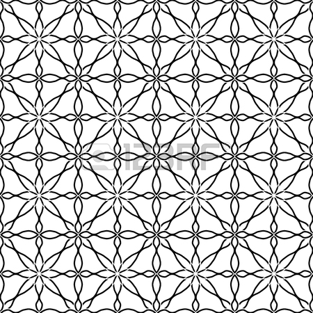 450x450 Vector Modern Seamless Geometry Pattern Floral Grid, Black