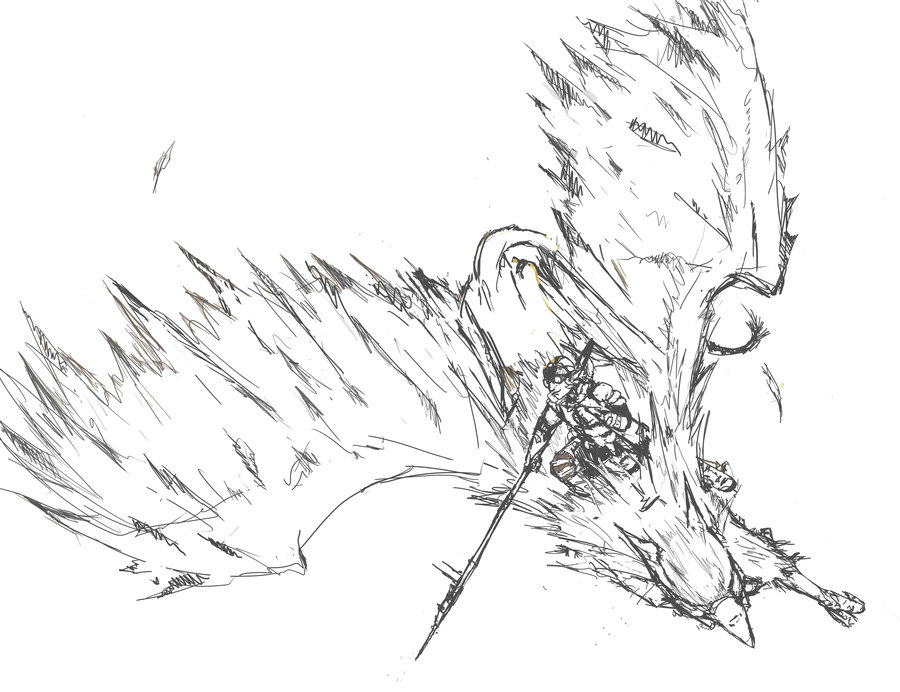 900x692 Griffon Rider Line Art By Captain Jesse