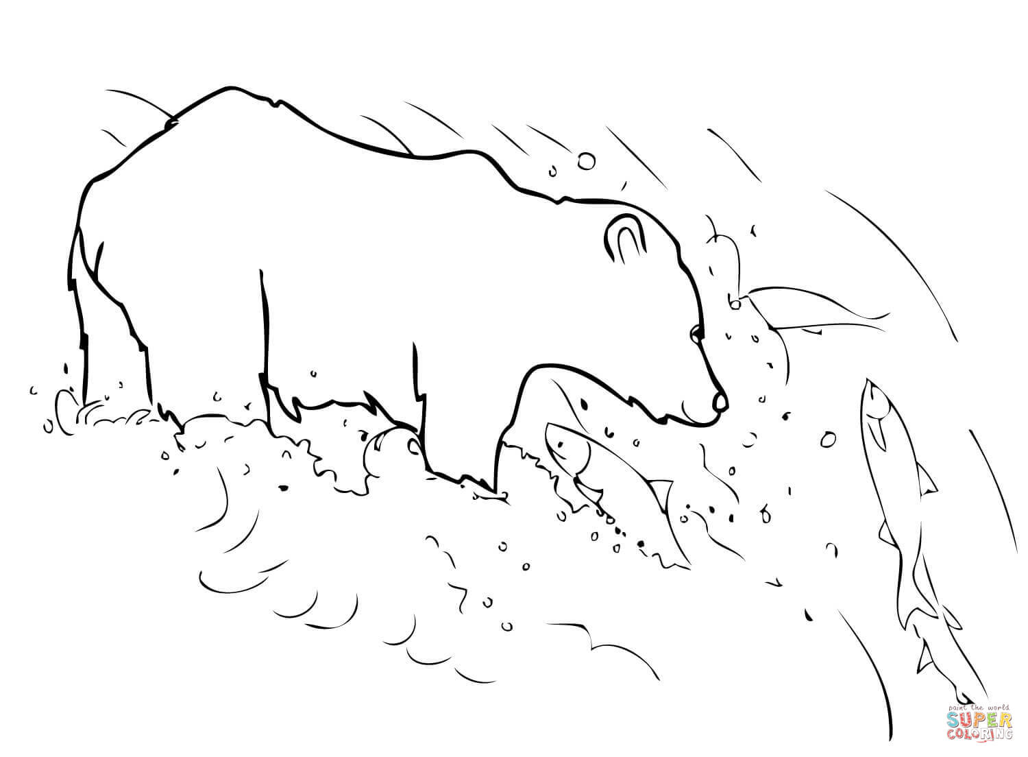 1500x1104 Grizzly Bear Is Fishing Coloring Page Free Printable Coloring Pages