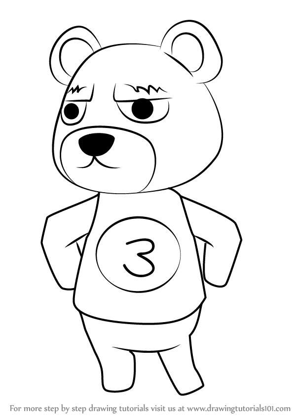 600x846 Learn How To Draw Grizzly From Animal Crossing (Animal Crossing