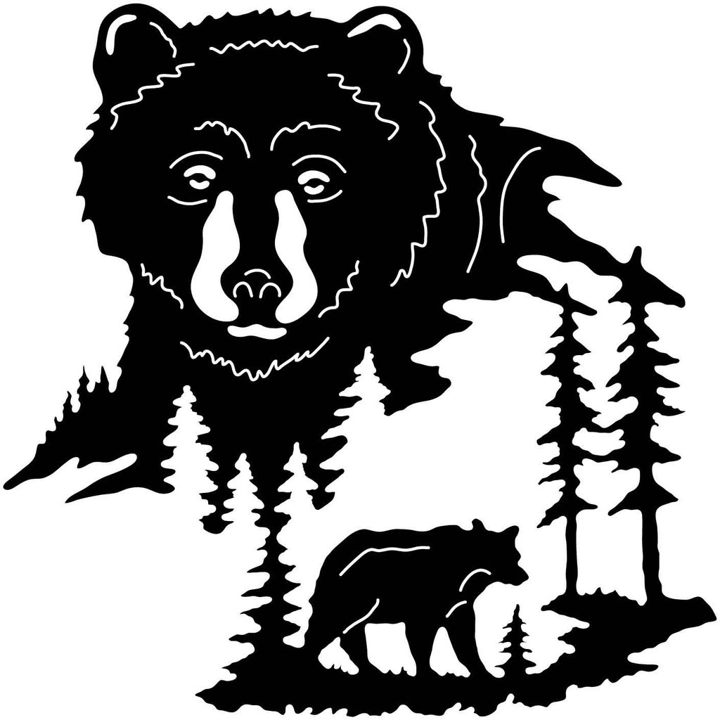 1024x1024 Bear Face And Trees Cnc, Filing And Bears