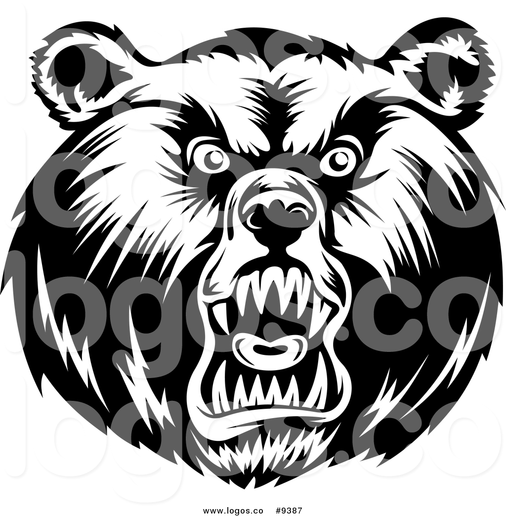 1024x1044 Vector Logo Of A Black And White Grizzly Bear Head By Vector