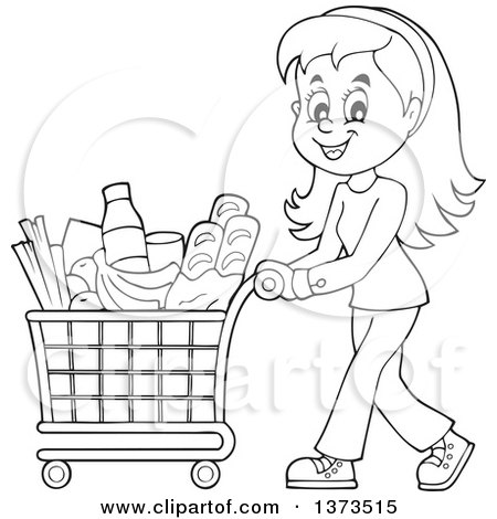 450x470 Clipart Of A Shopping Cart Full Of Groceries