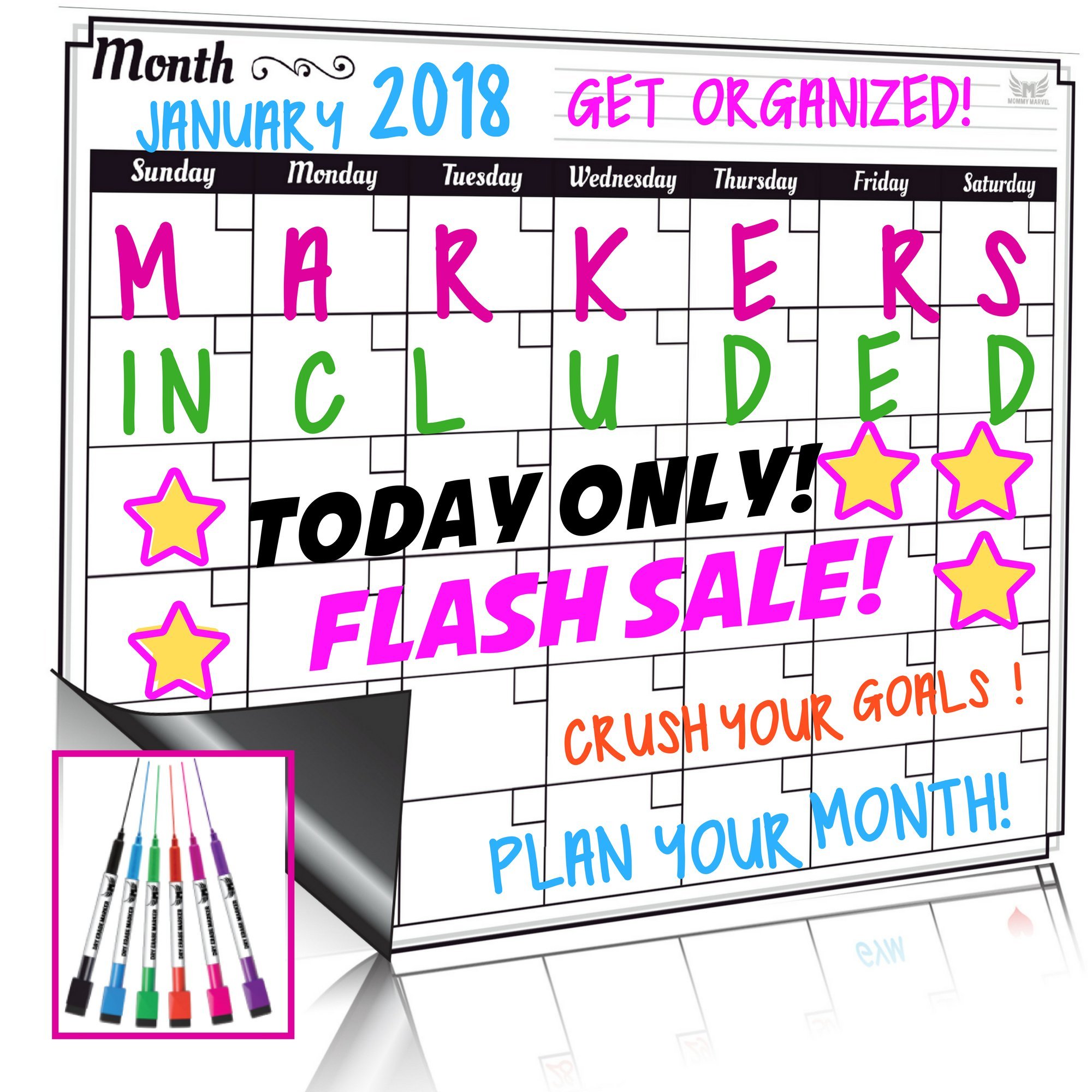 2000x2000 Dry Erase Monthly Calendar Set Large Magnetic White Board