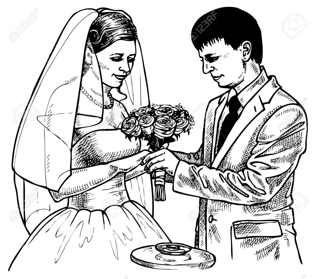 1300x1142 Picture Of The Bride And Groom Exchange Rings That. Drawing