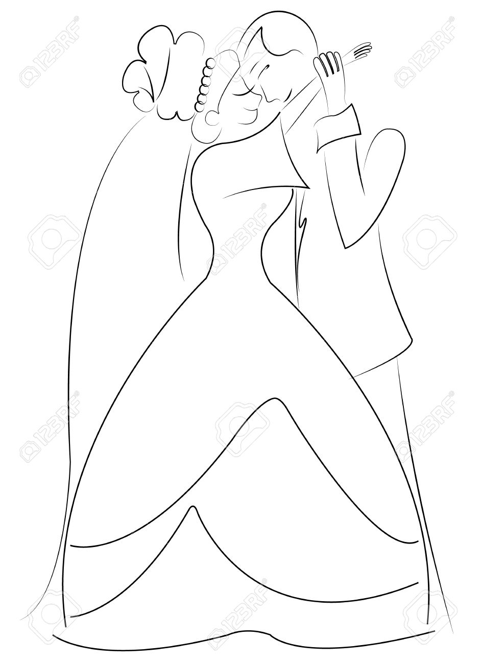 942x1300 Dancing Couple Sketch, Bride And Groom Vector Royalty Free