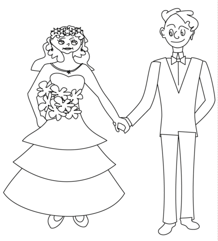 436x480 Happy Bride And Groom Coloring Page Free Printable Coloring Pages