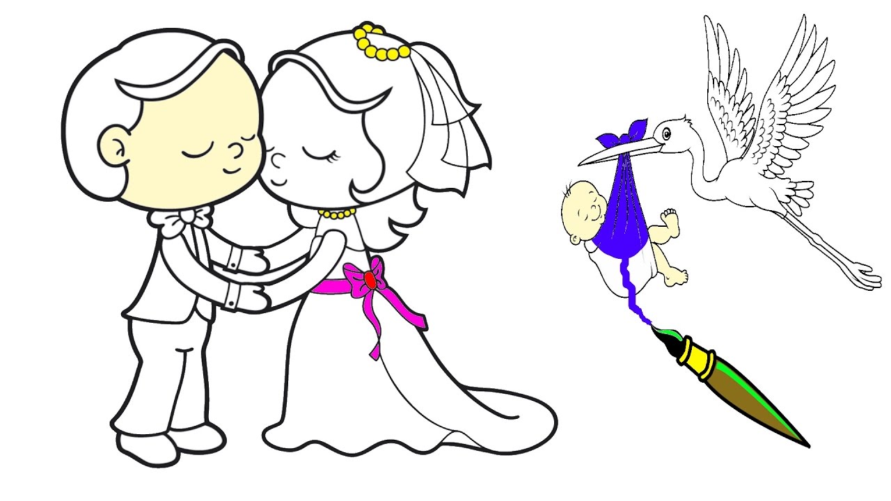 1280x720 Bride And Groom Baby Coloring Pages For Kids