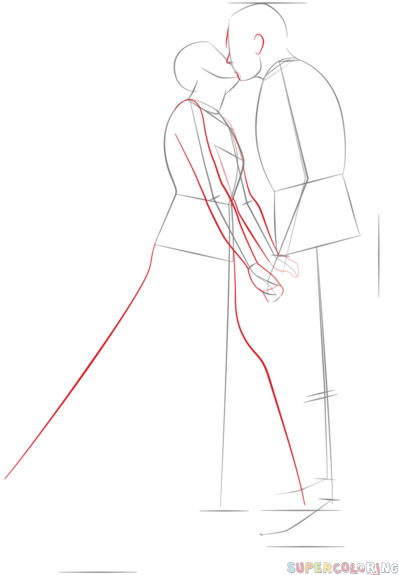 399x575 How To Draw A Bride And Groom Step By Step. Drawing Tutorials