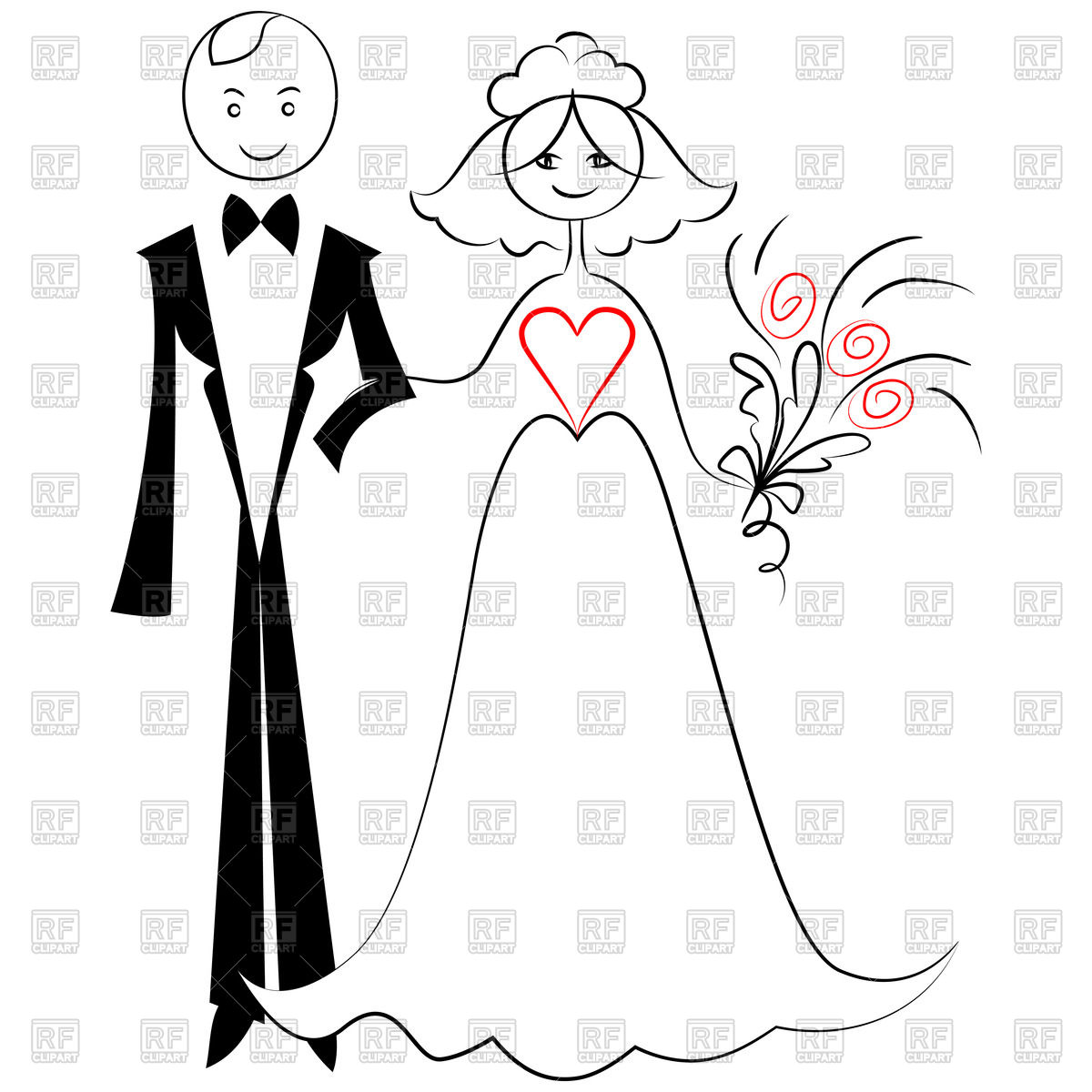 1200x1200 Sketch Of Bride And Groom Royalty Free Vector Clip Art Image