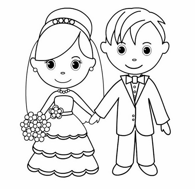 640x619 Top 14 Romantic And Charming Bride And Groom Coloring Pages