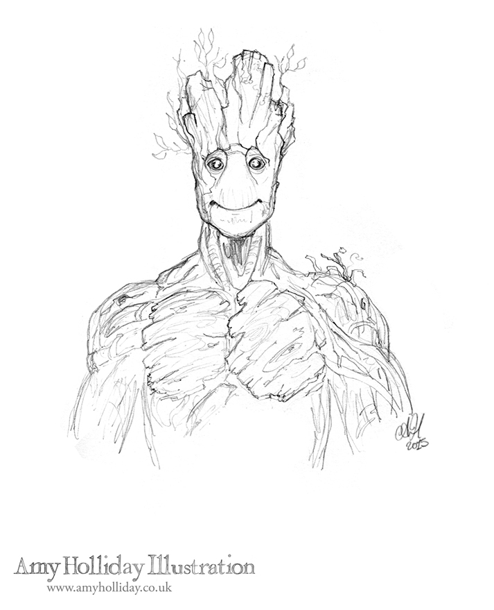 713x879 Amy Holliday Illustration Sketchbook Groot Sketch